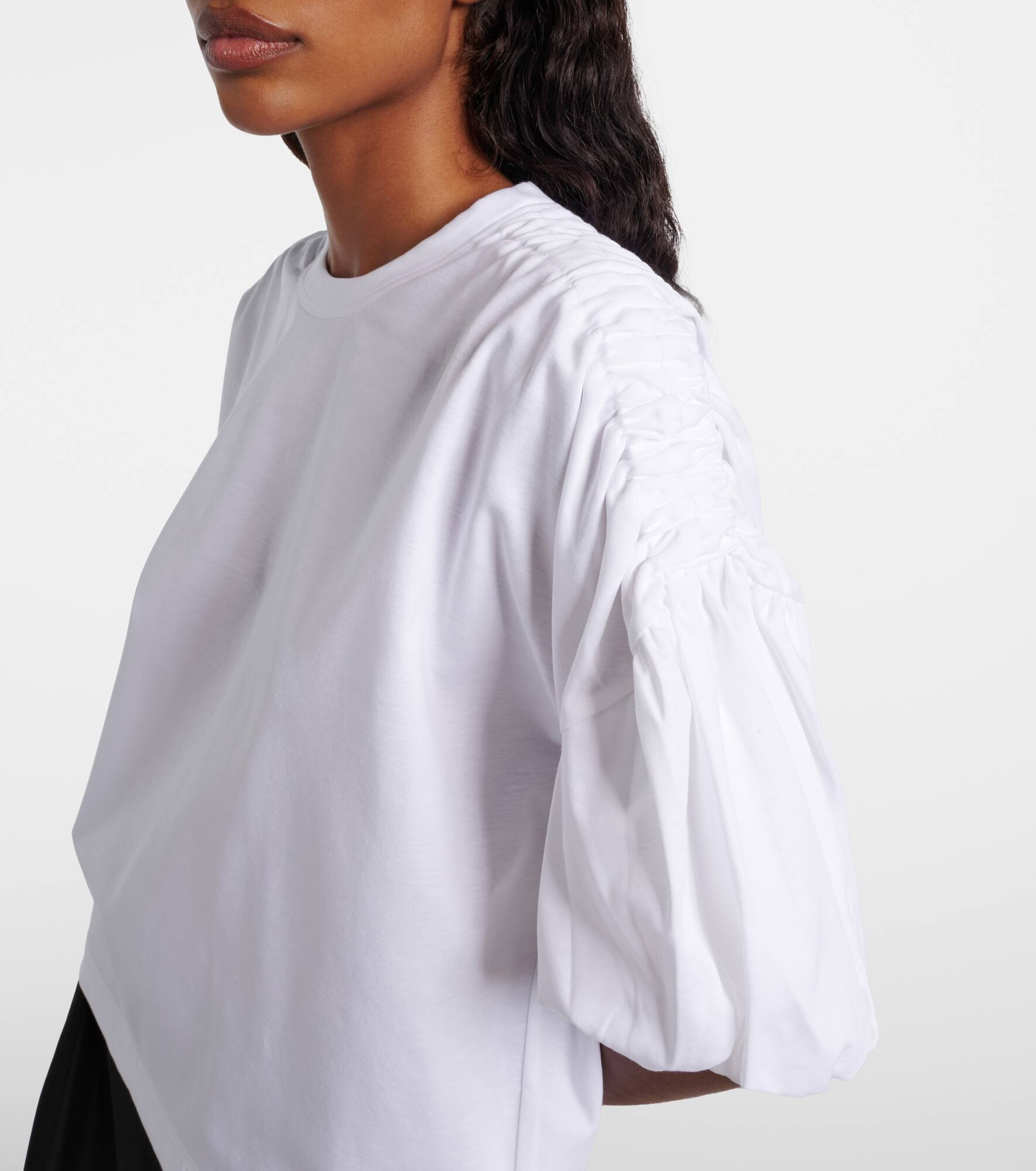 Gathered cotton jersey T-shirt - 4