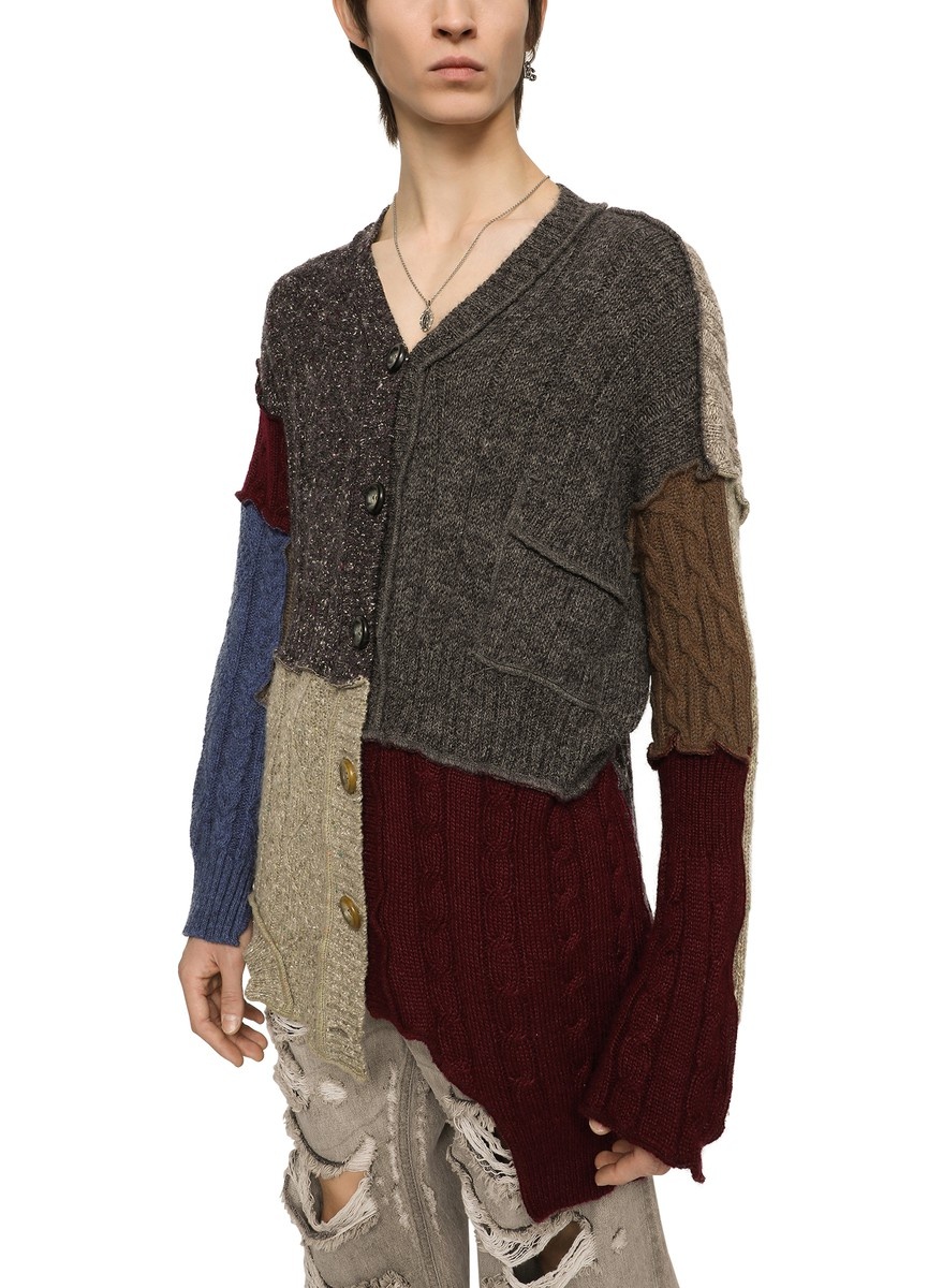 Wool and alpaca patchwork cardigan - 2