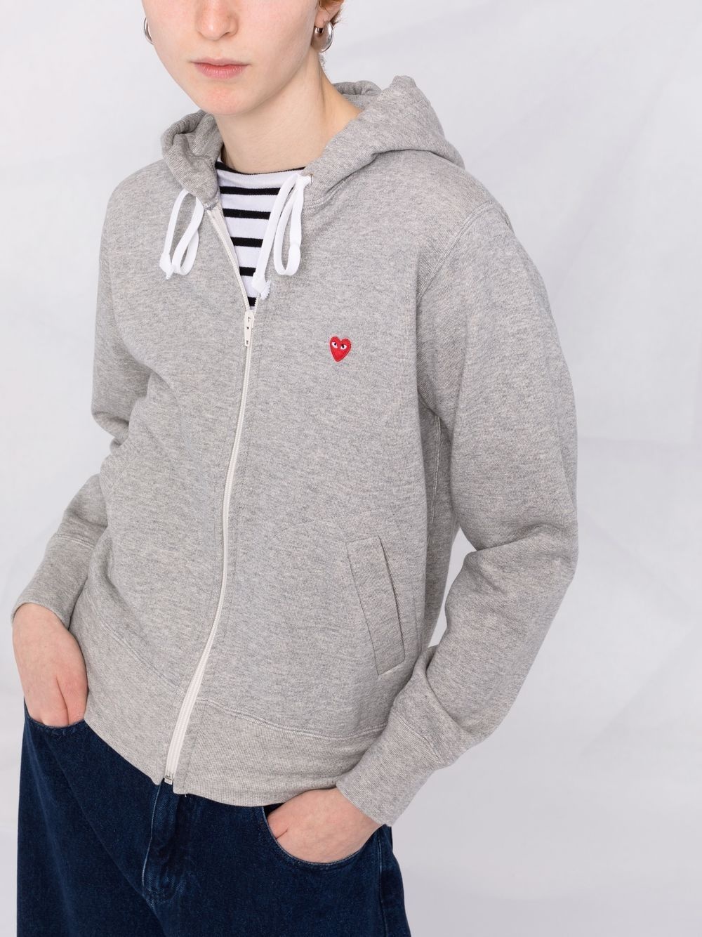 embroidered-motif zip-fastening hoodie - 3