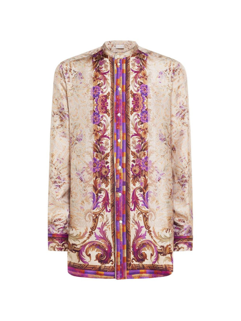 Aloe mandarin-collar silk shirt 1