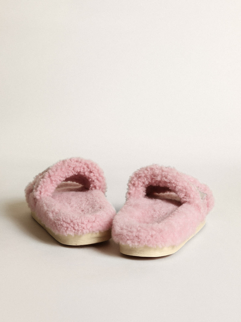 Poolstar model in pink shearling with silver laminated leather star 5