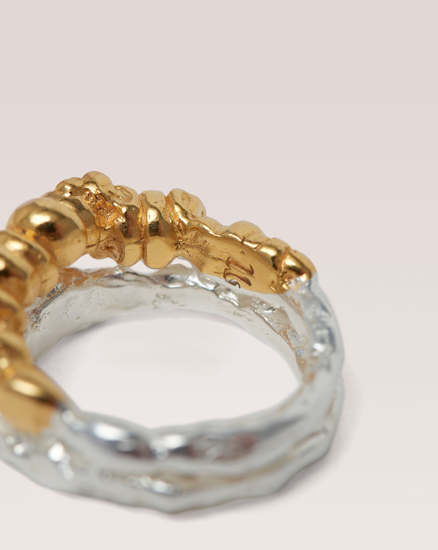 ANNI - Gold plated recycled silver ring - 4