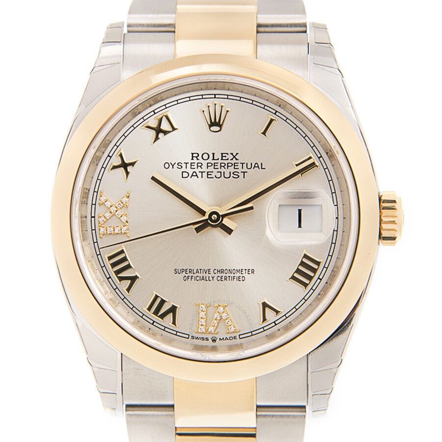 Rolex Datejust 36 Silver Diamond Dial Automatic Men's Steel and 18k Yellow Gold Oyster Watch 126203S - 2