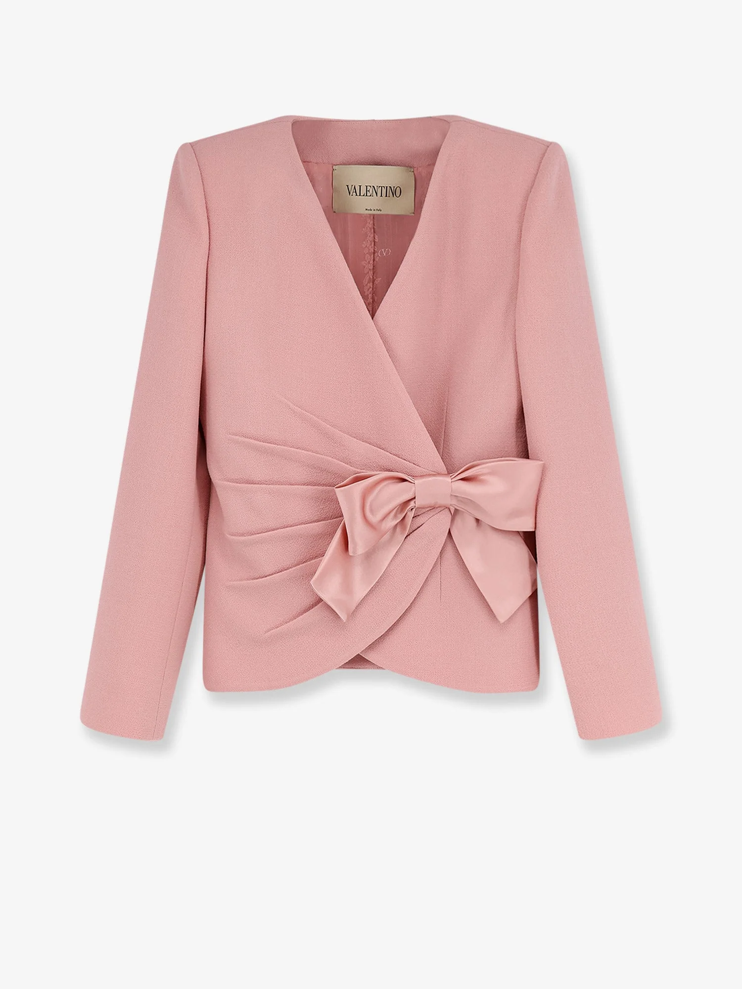 Wool Crepe Blazer With Bow - 1