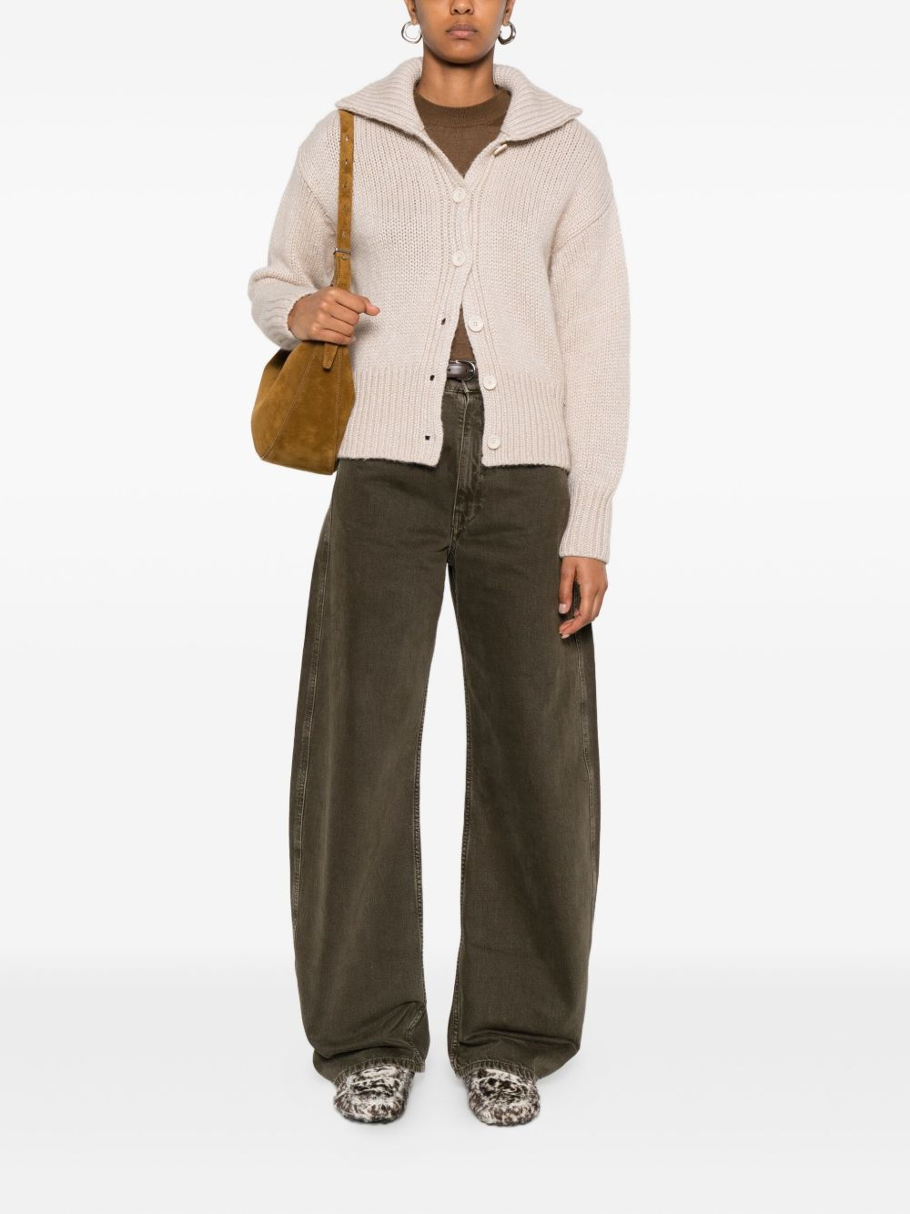 button-front collared cardigan - 2
