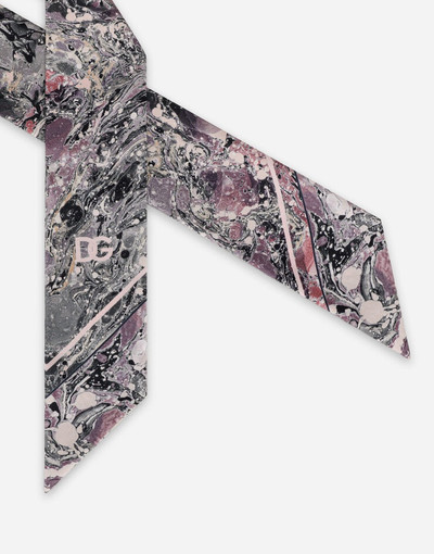 Dolce & Gabbana Skinny silk scarf with purple marbled print outlook