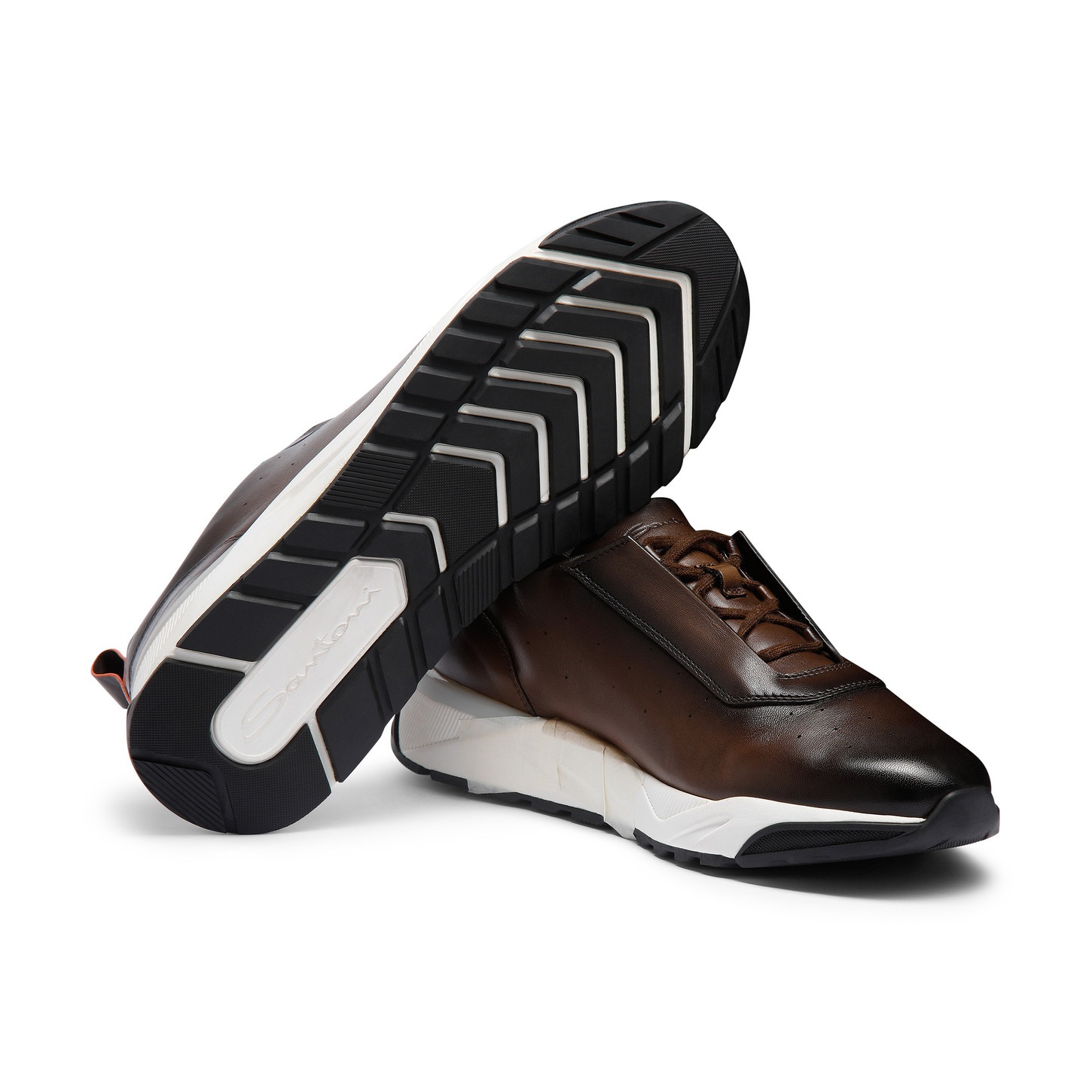 Men's dark brown leather sneaker - 3