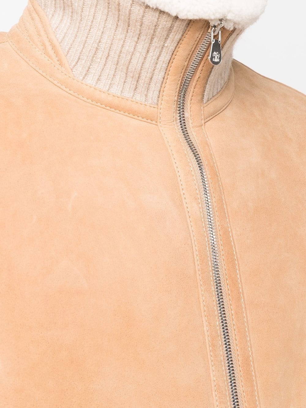 high-neck cashmere-leather jacket - 5