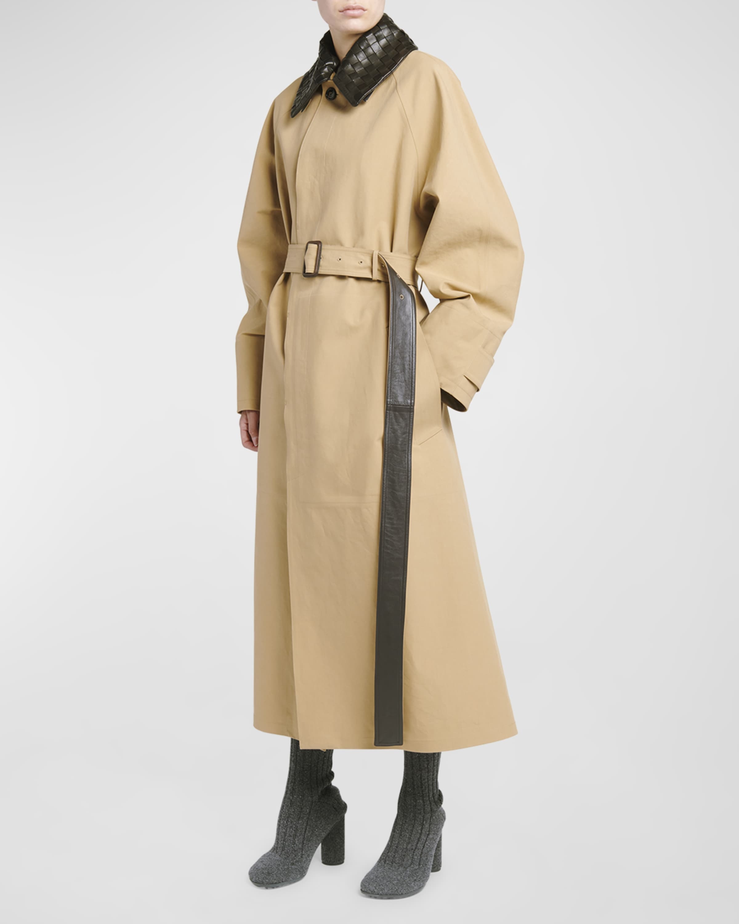 Bottega Veneta Waterproof Cotton Belted Trench Coat with