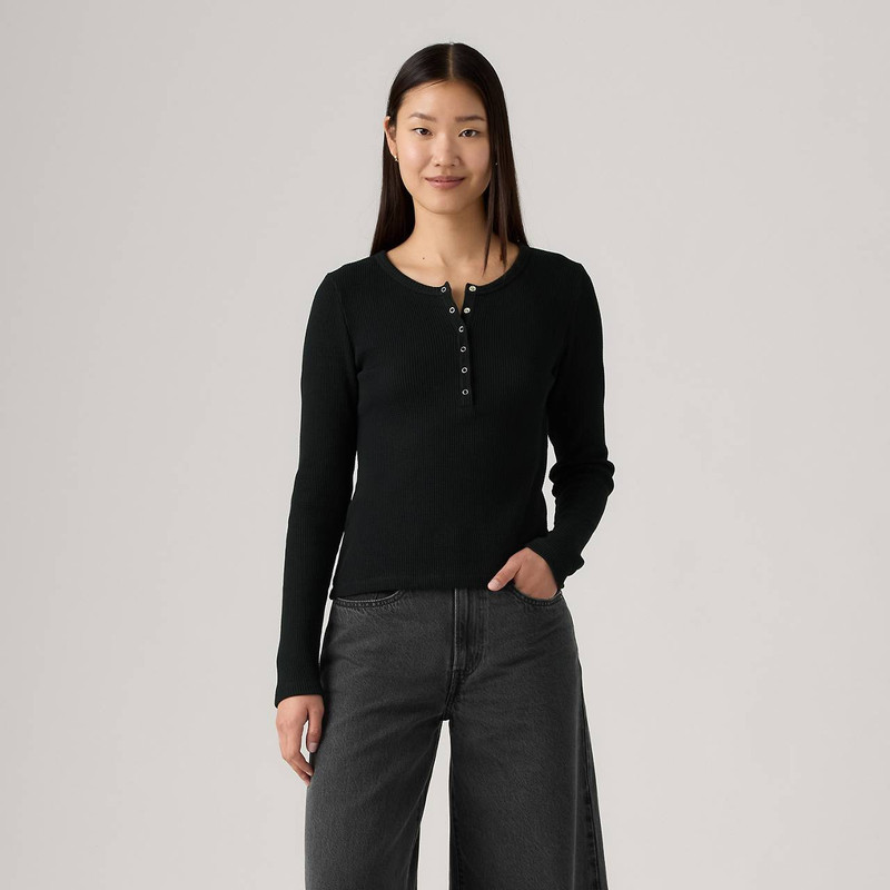 DRY GOODS WOMEN'S WAFFLE HENLEY 2