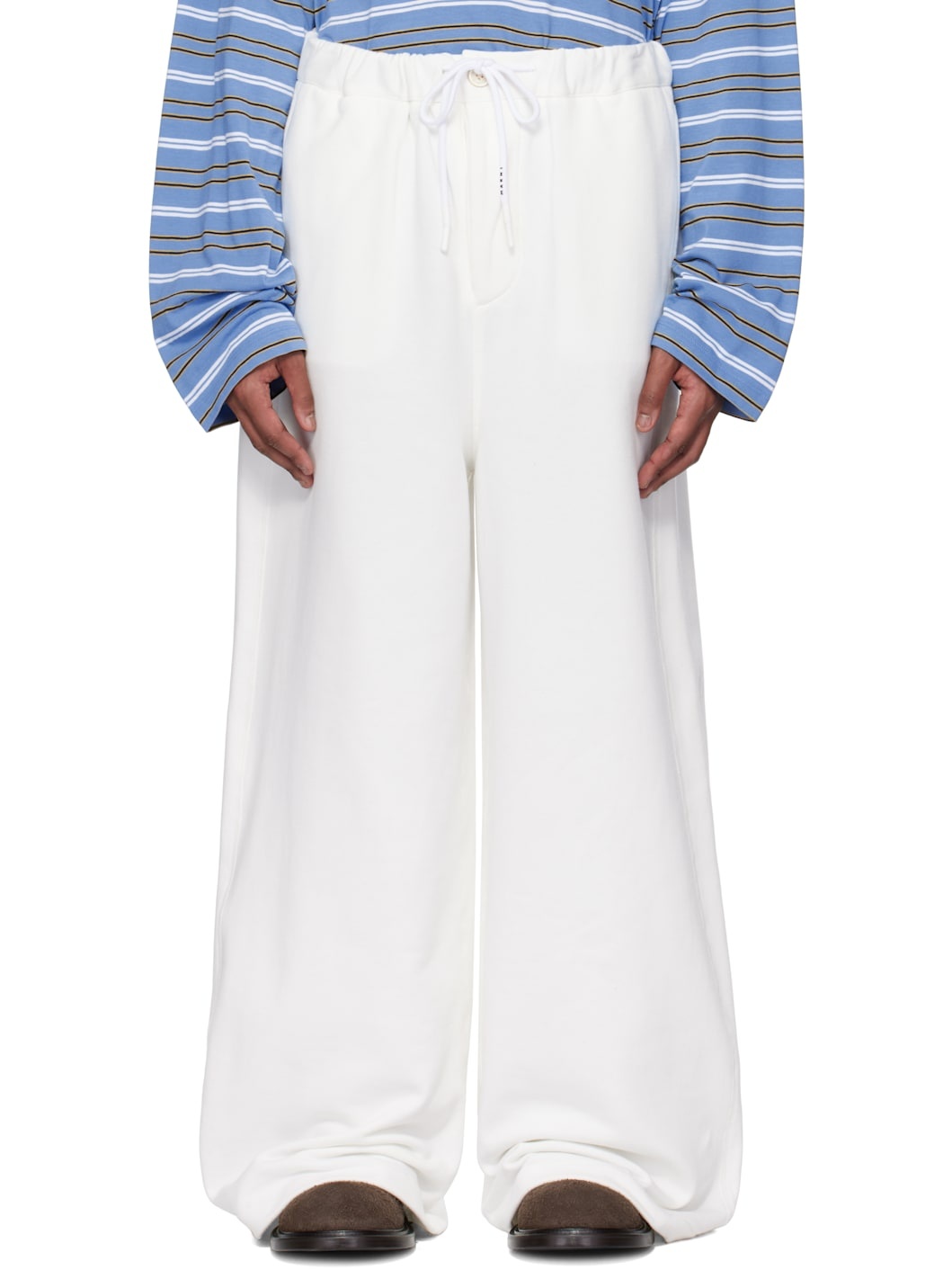 White Loopback Sweatpants - 1