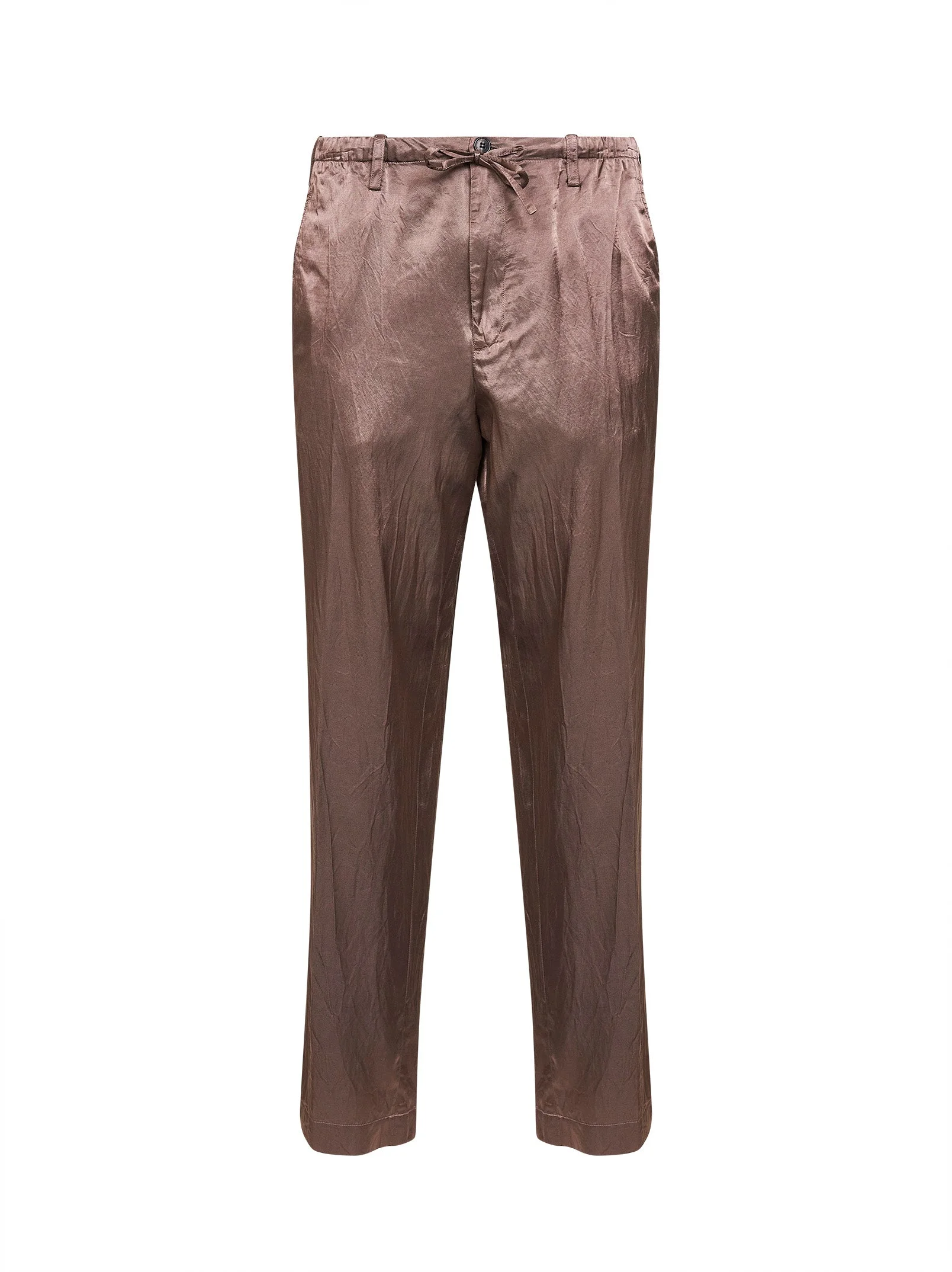 Old rose viscose and cotton straight-leg trousers - 1