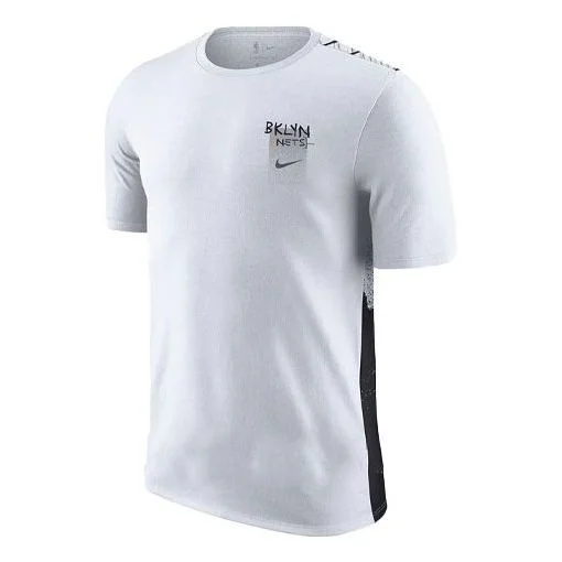 Nike NBA Brooklyn Nets Alphabet Printing Round Neck Short Sleeve White CT9378-100 - 1