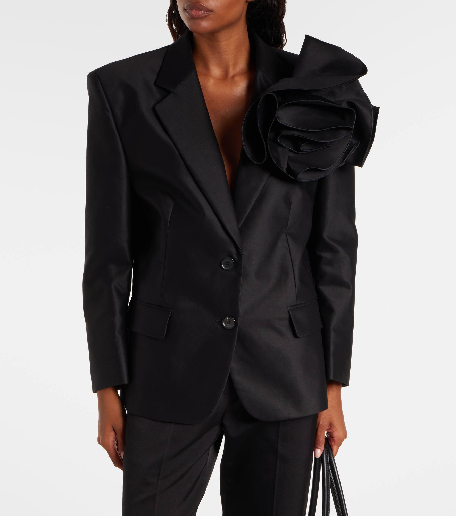 Floral-appliqué cotton blazer - 6