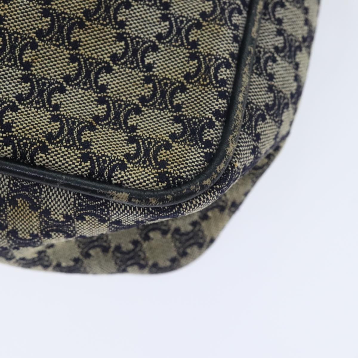 CELINE Macadam Canvas Shoulder Bag Navy Gold - 16