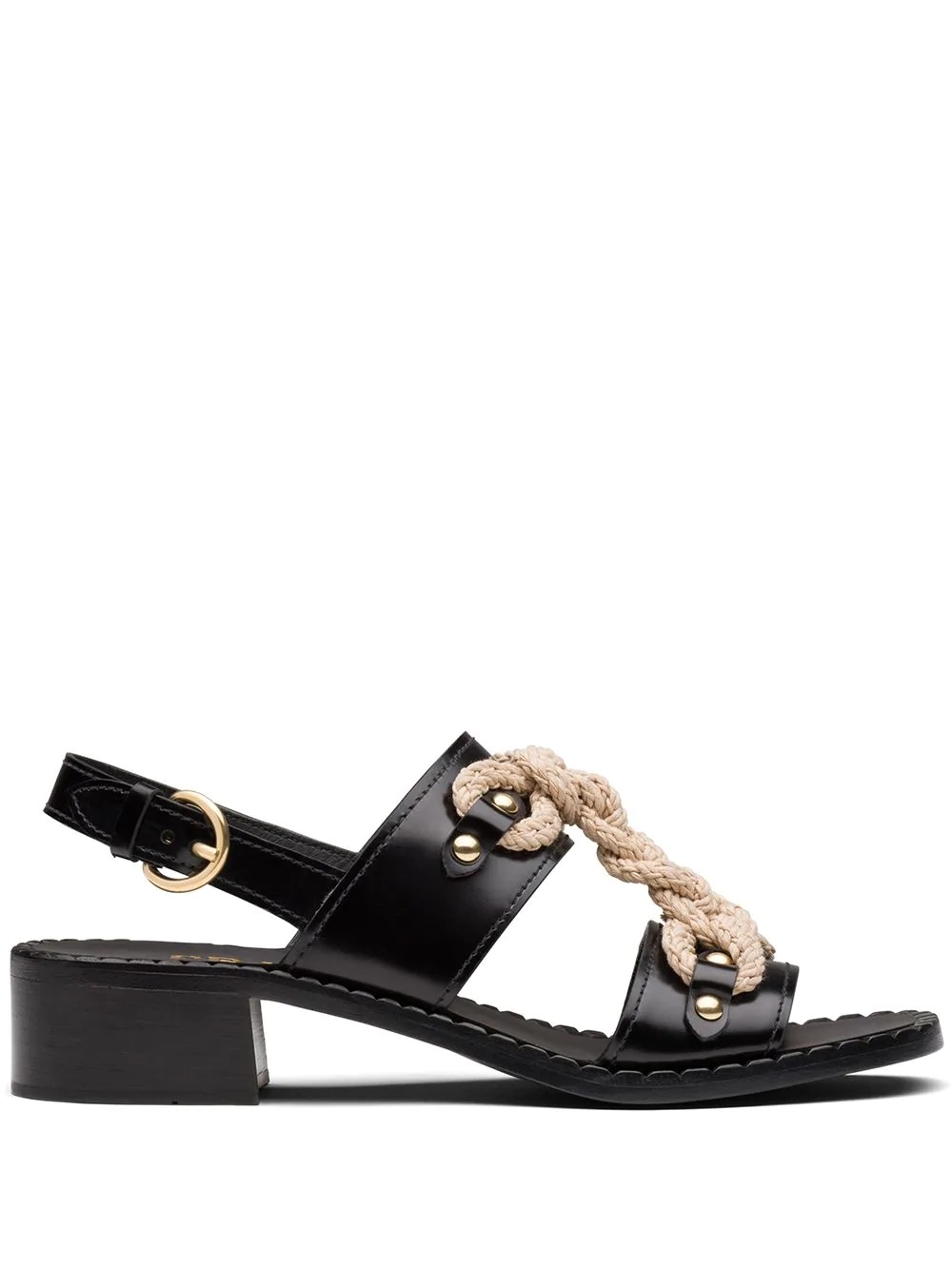 woven cord leather sandals - 1