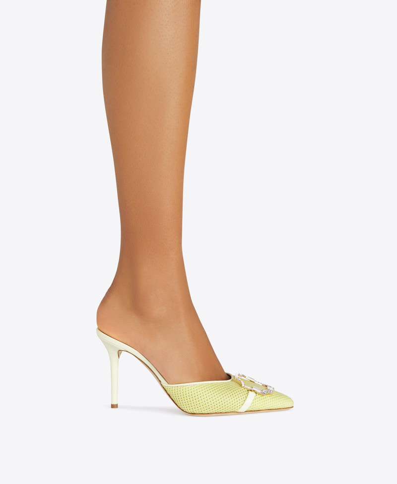 Missy 85 - Yellow Mesh Heeled Mules 5
