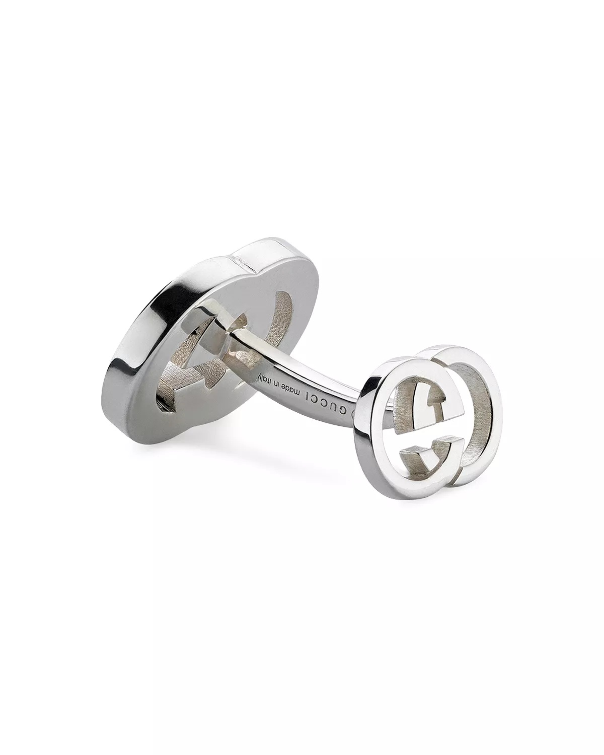 Men's Sterling Silver Interlocking G Black Enamel Cufflinks - 2