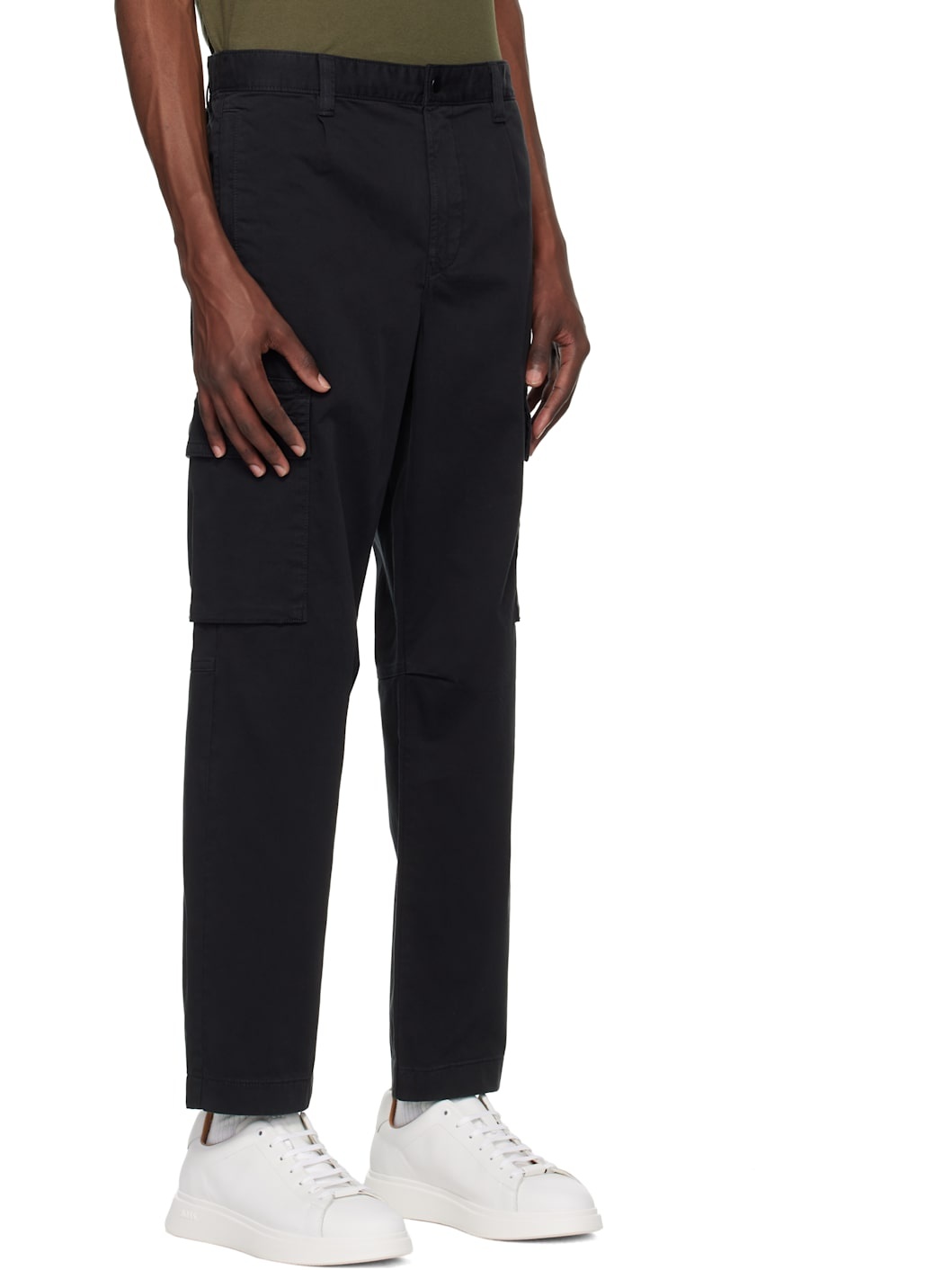 Black Logo Patch Cargo Pants - 2