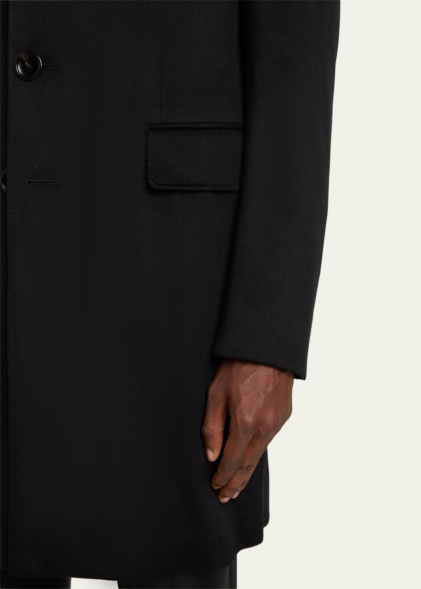 Men's Solid Cashmere Overcoat - 5