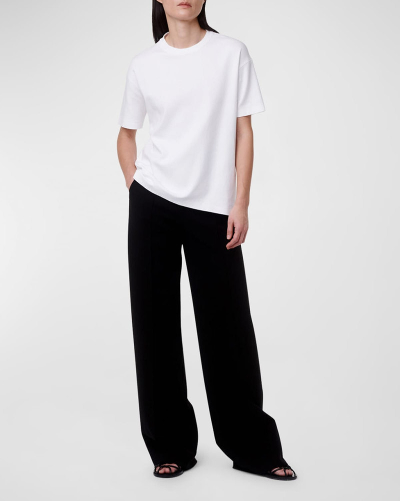 Another Tomorrow Luxe Seamed Cotton Short Sleeve T-Shirt outlook
