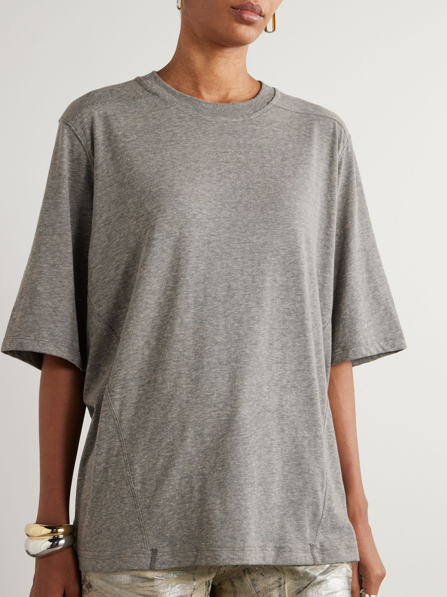 Walrus paneled cotton-jersey T-shirt Gray - 3