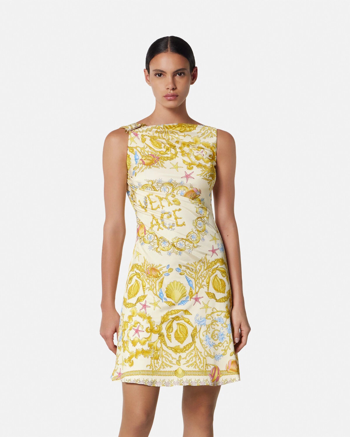 Underwater Barocco Draped Flared Mini Dress - 4