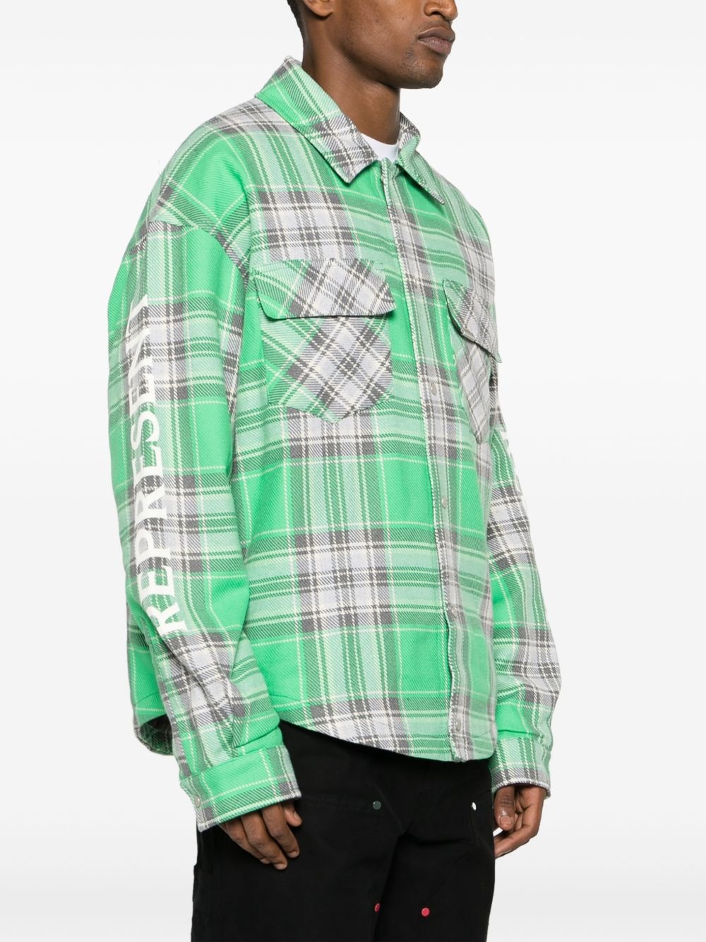 quilted cotton blend over shirt - 3