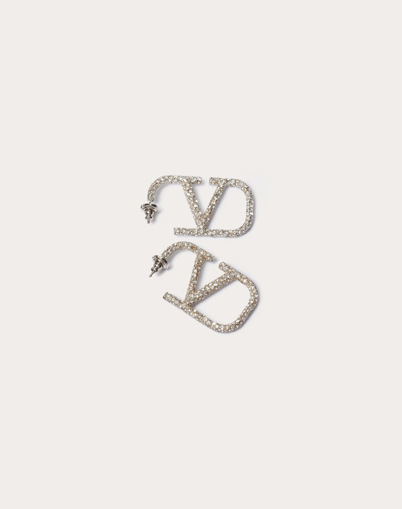 VLOGO SIGNATURE EARRINGS IN METAL AND SWAROVSKI® CRYSTALS. - 1
