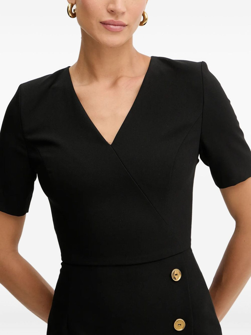 button V-neck midi dress 4