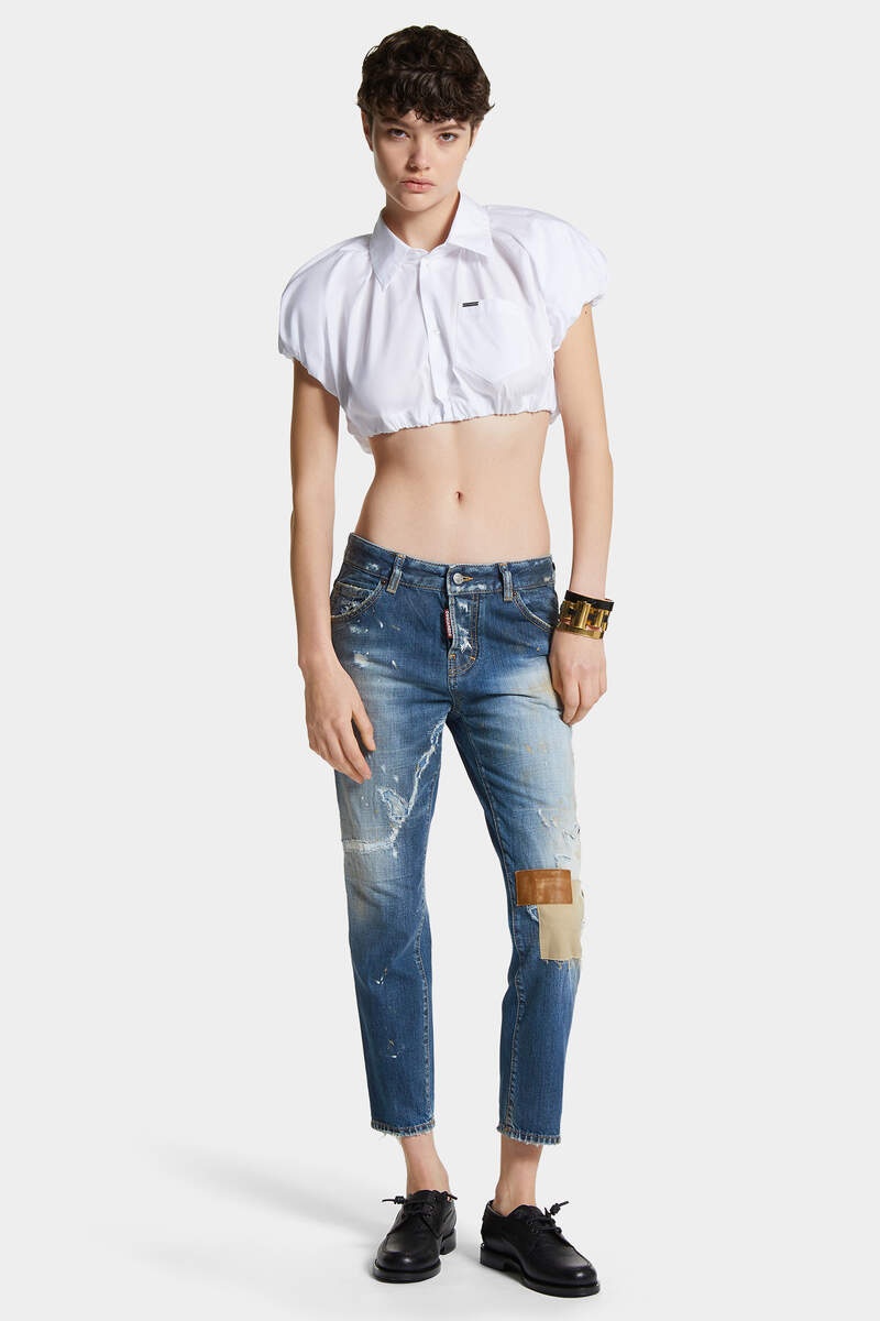 MEDIUM PRESSED SAND SCARED WASH COOL GIRL JEANS - 3