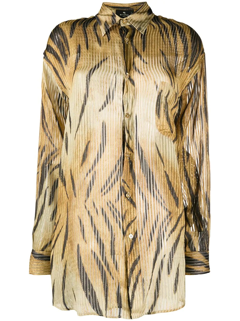 pleated tiger print shirt - 1