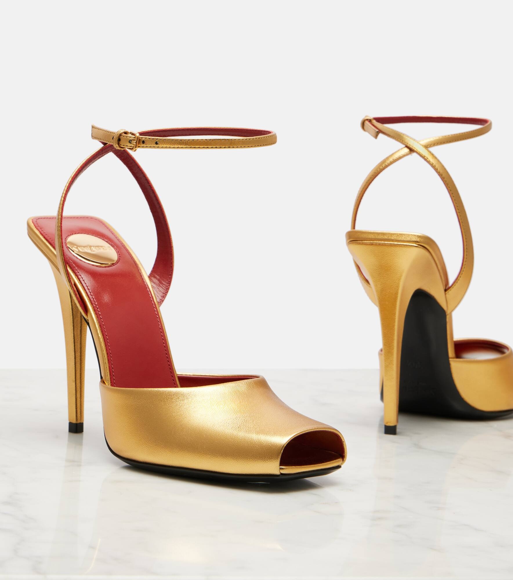 La Scandale 110 metallic leather sandals - 5