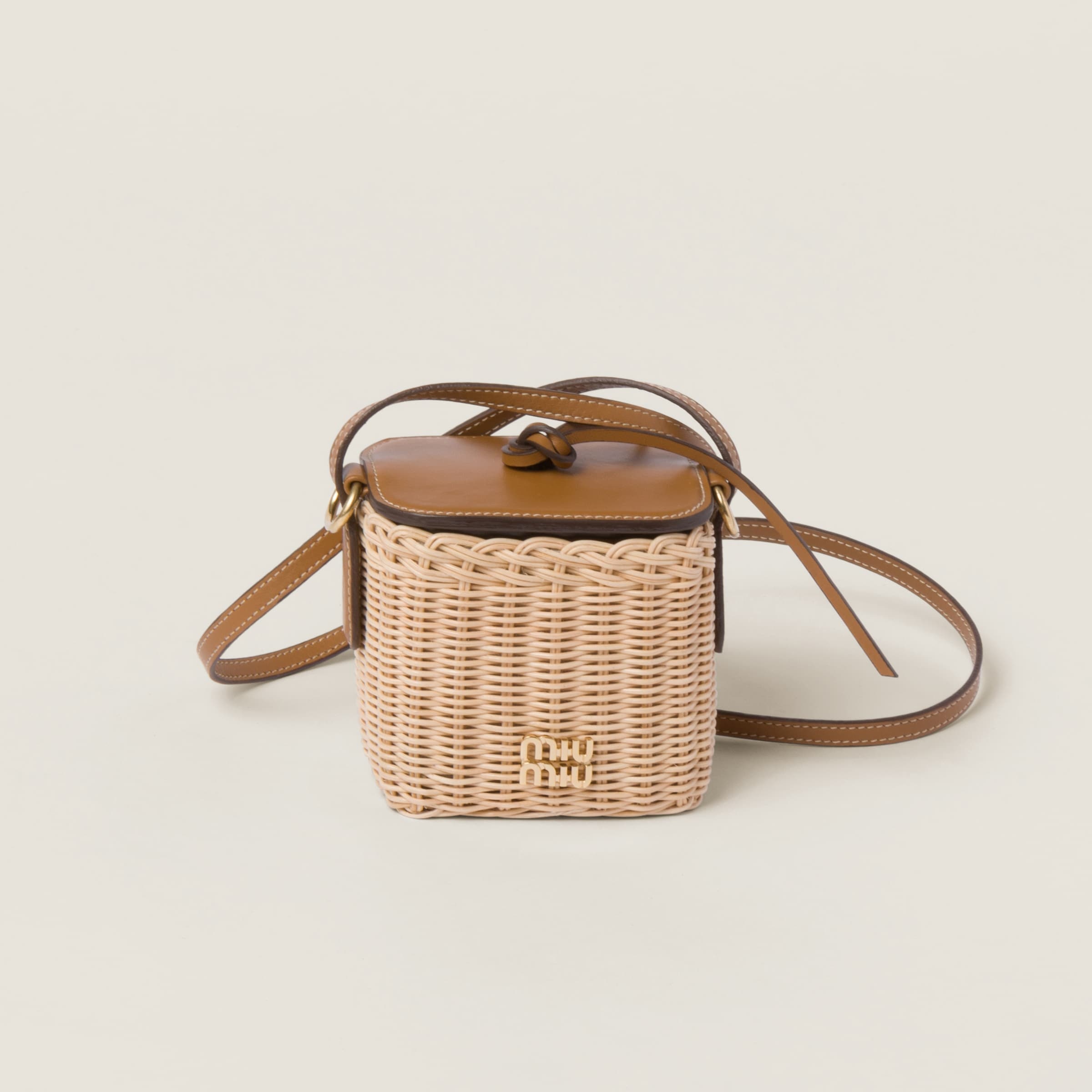 Woven fabric and leather micro-bag - 1