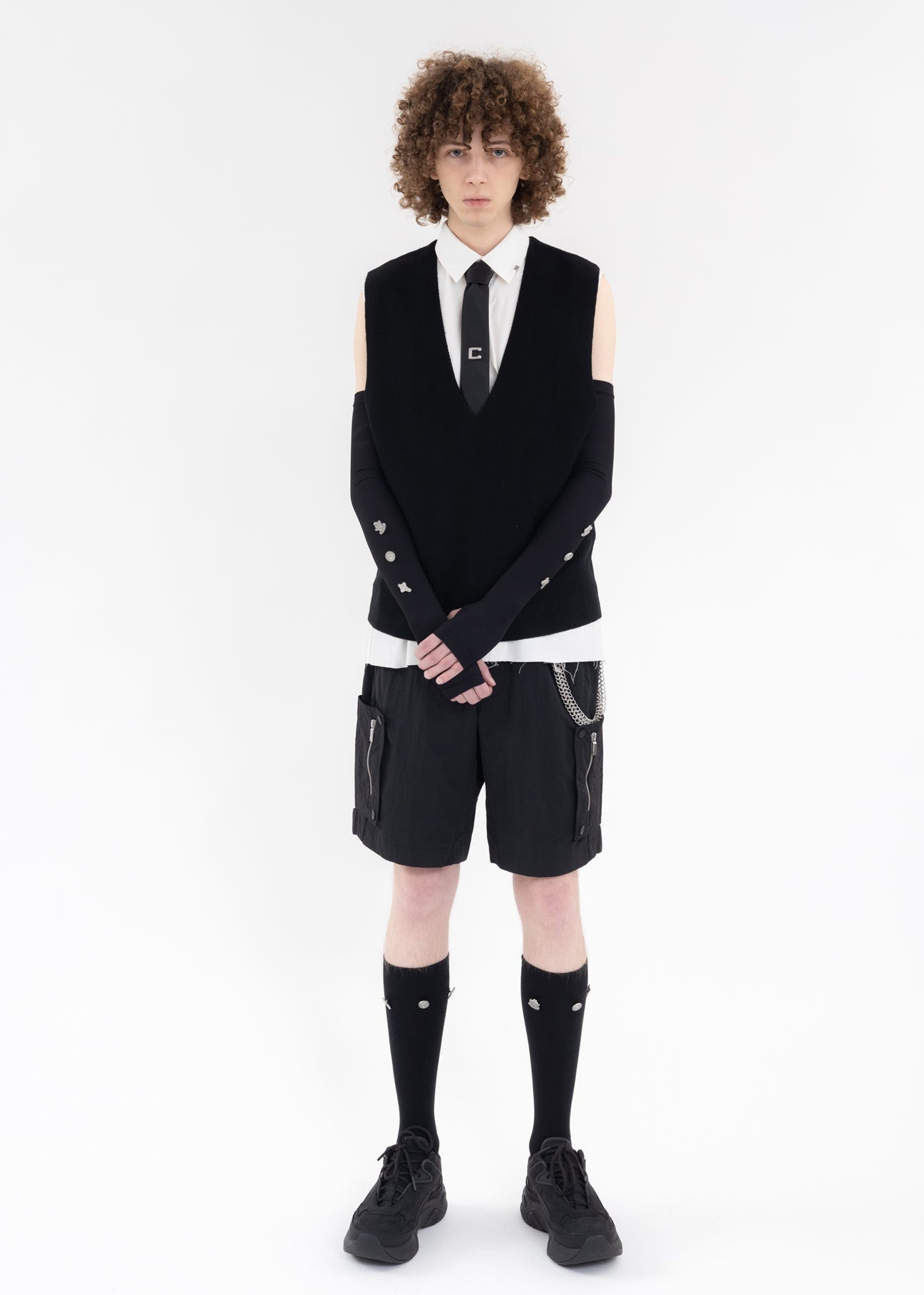 Black Emblem Button Socks - 4