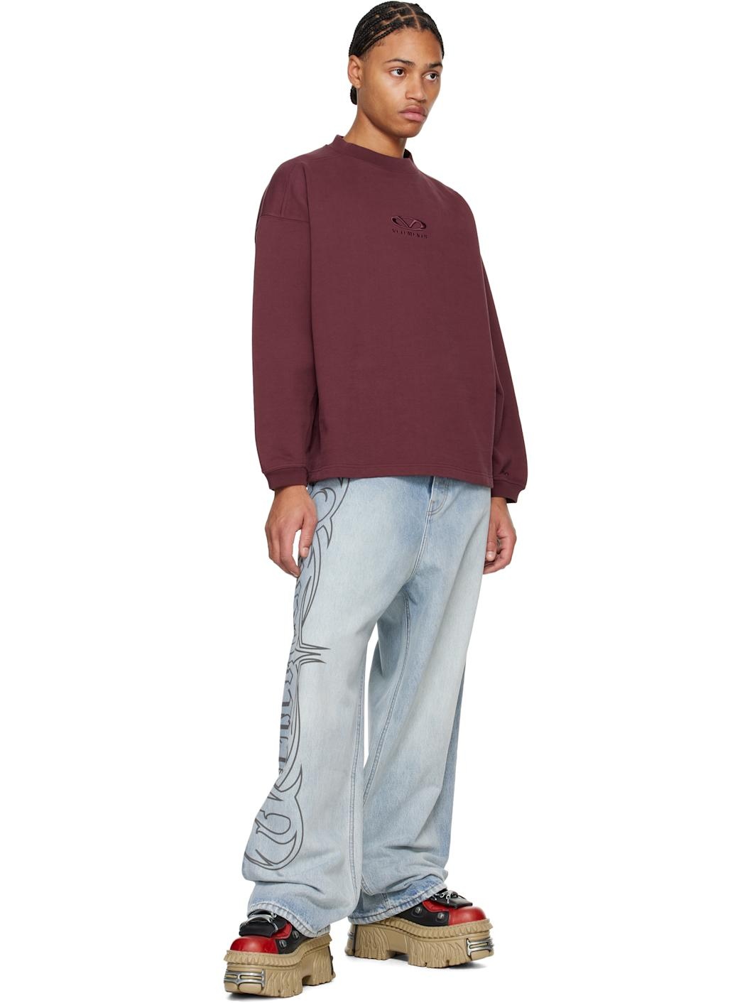 Blue Metal Logo Baggy Jeans - 4
