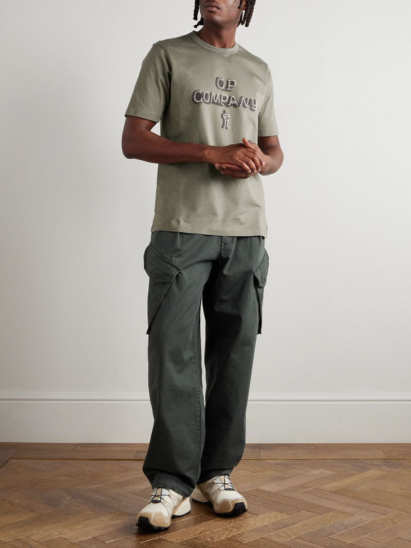 C.P. Company Wide-Leg Pleated Cotton-Gabardine Cargo Trousers Gray outlook