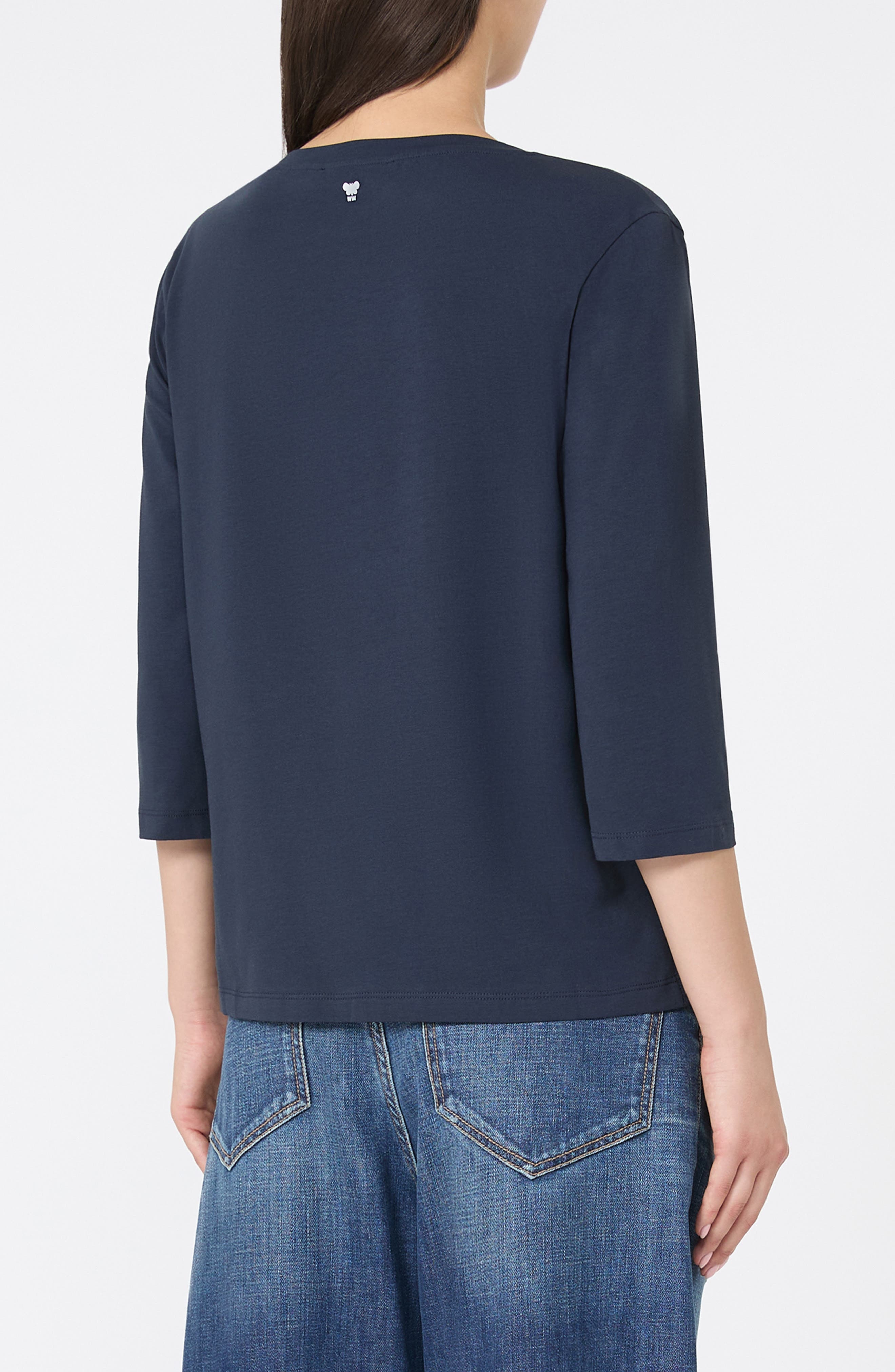 Weekend Max Mara Three-Quarter Sleeve Jersey T-Shirt in Navy at Nordstrom - 2