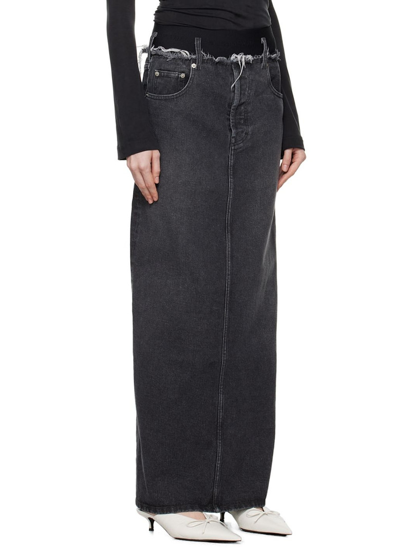 Gray Frayed Edge Denim Maxi Skirt 2