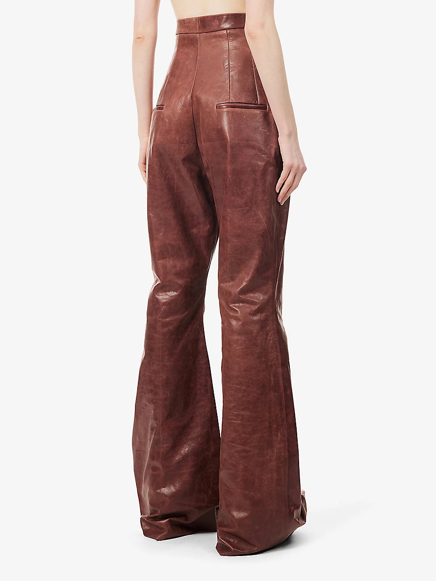 Dirt straight-leg high-rise crinkled leather trousers - 4