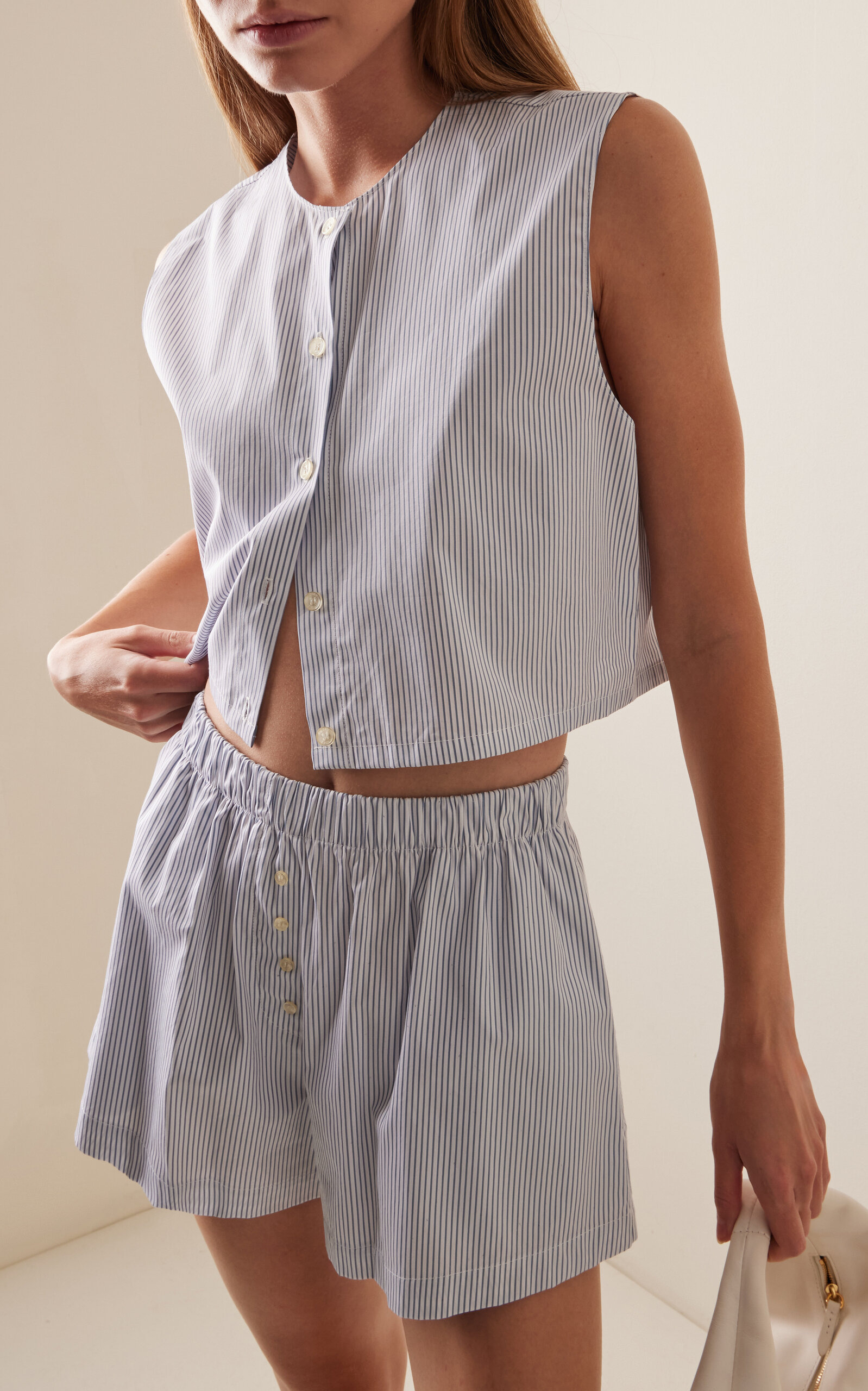Yoshi Striped Cotton Vest blue - 2