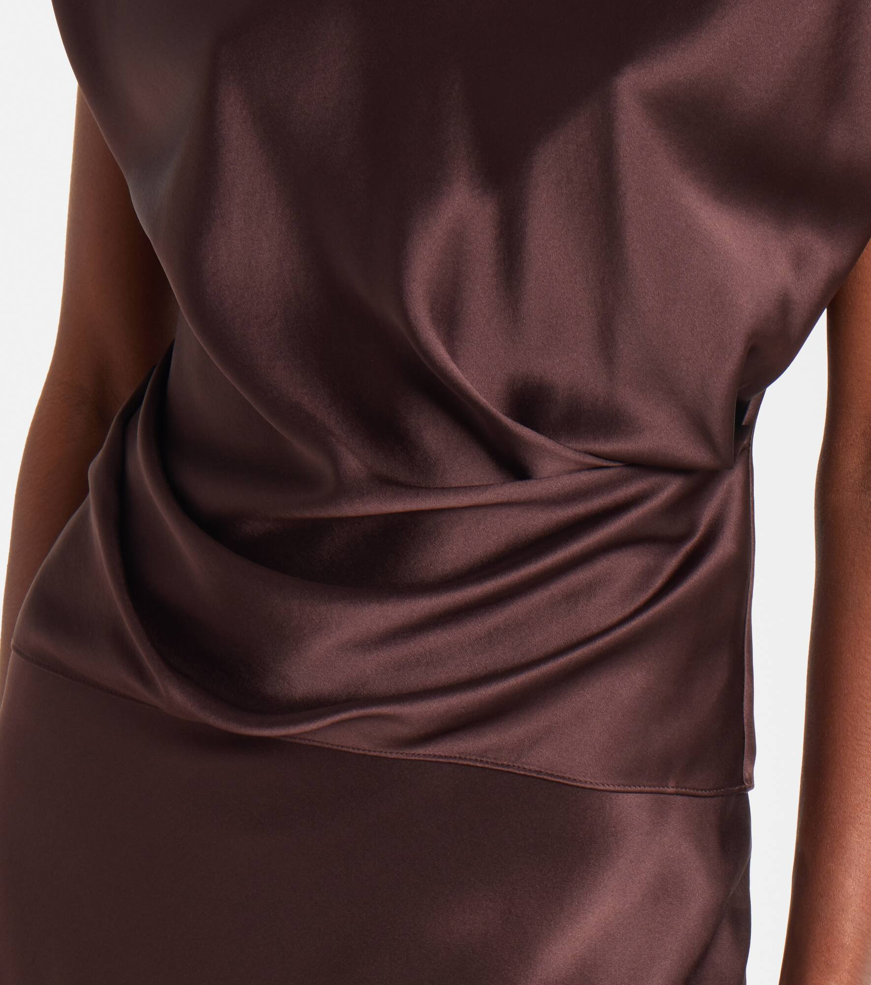 Draped silk satin top - 5