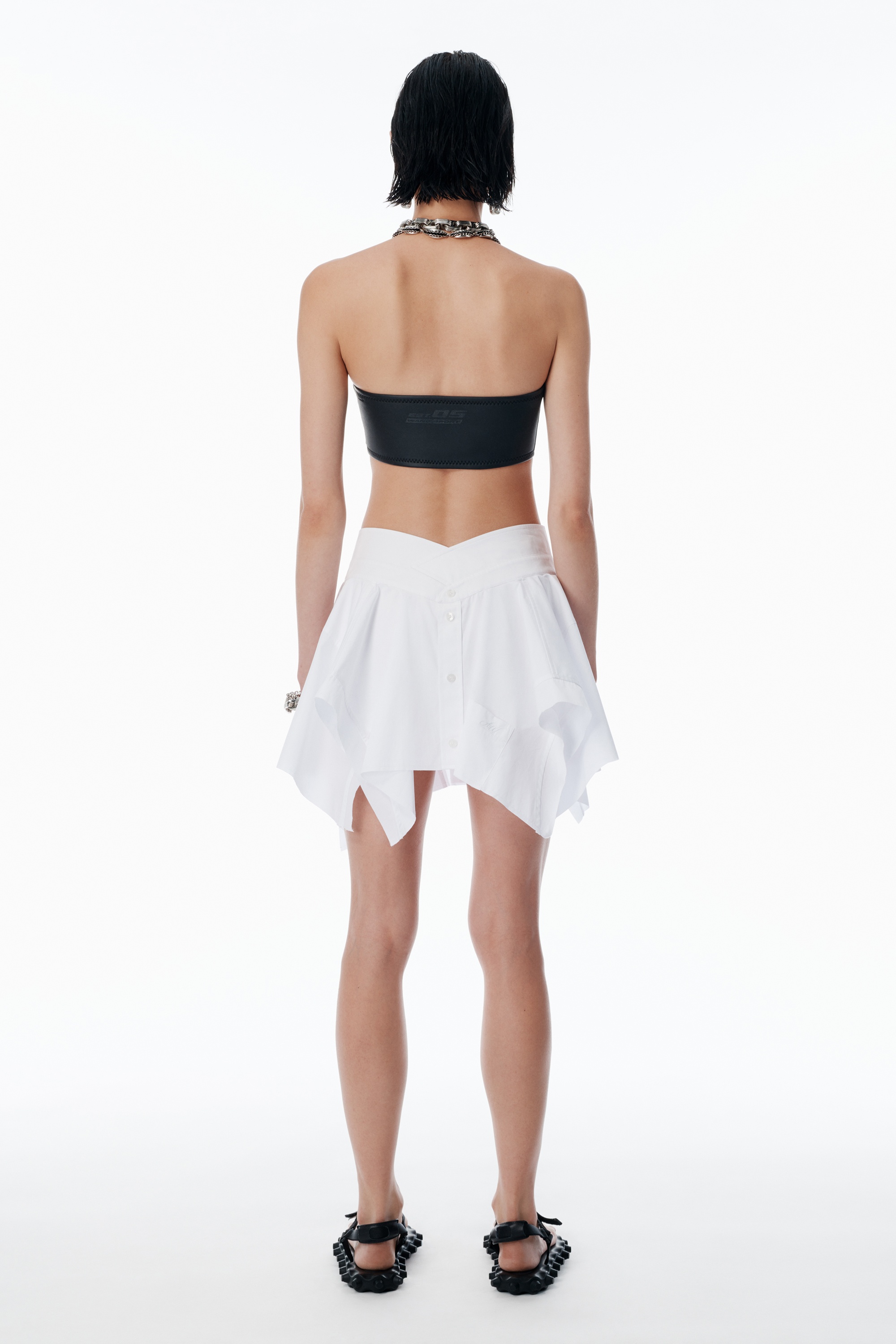 White Deconstructed Cotton Skirt - 4