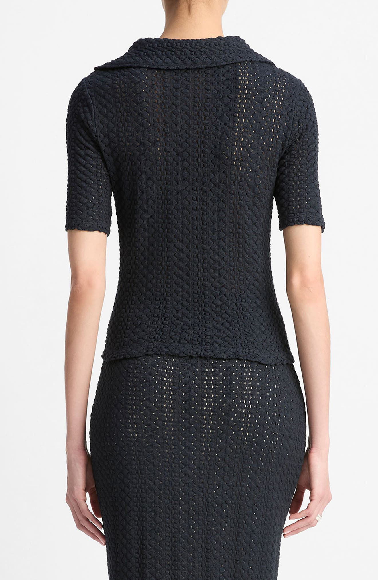 Vince Open Stitch Polo Sweater in Coastal at Nordstrom - 2