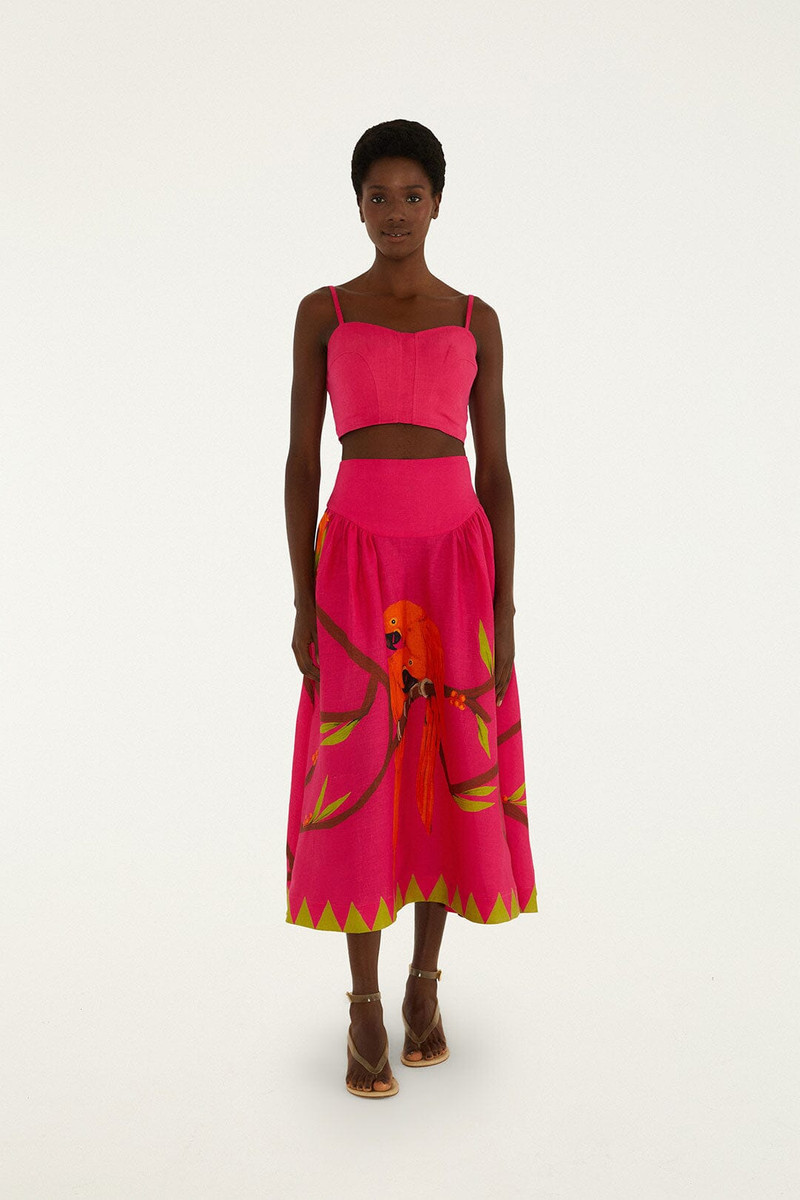 FARM RIO Pink Euroflax Premium Linen Maxi Skirt outlook