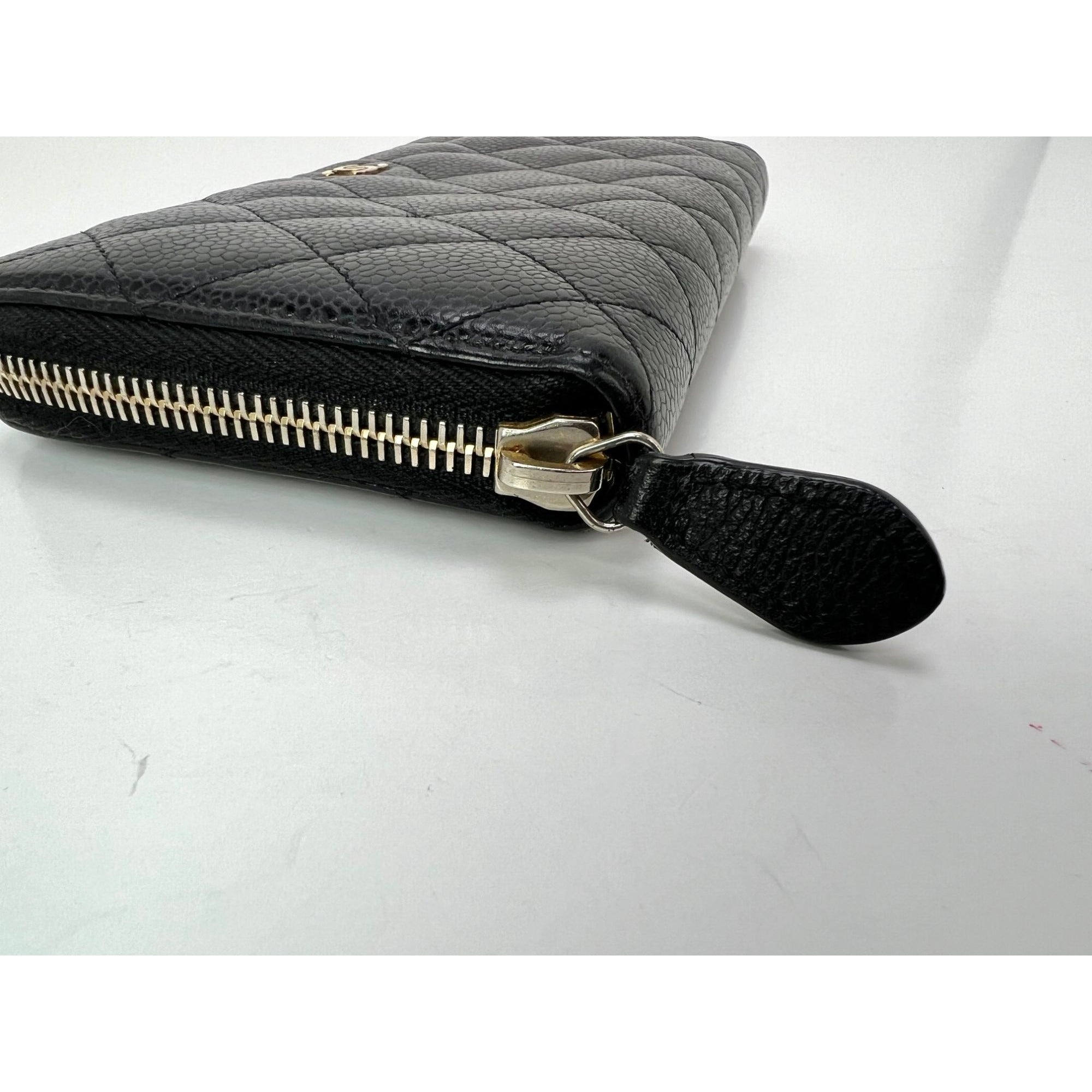 Chanel Caviar Quilted Large Gusset  Zip Around Black Wallet - 8