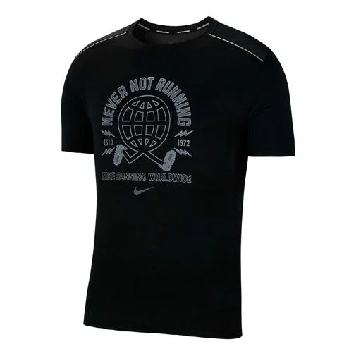 Nike Miler Wild Run Earth Printing Short Sleeve Black CJ5404-010 - 1
