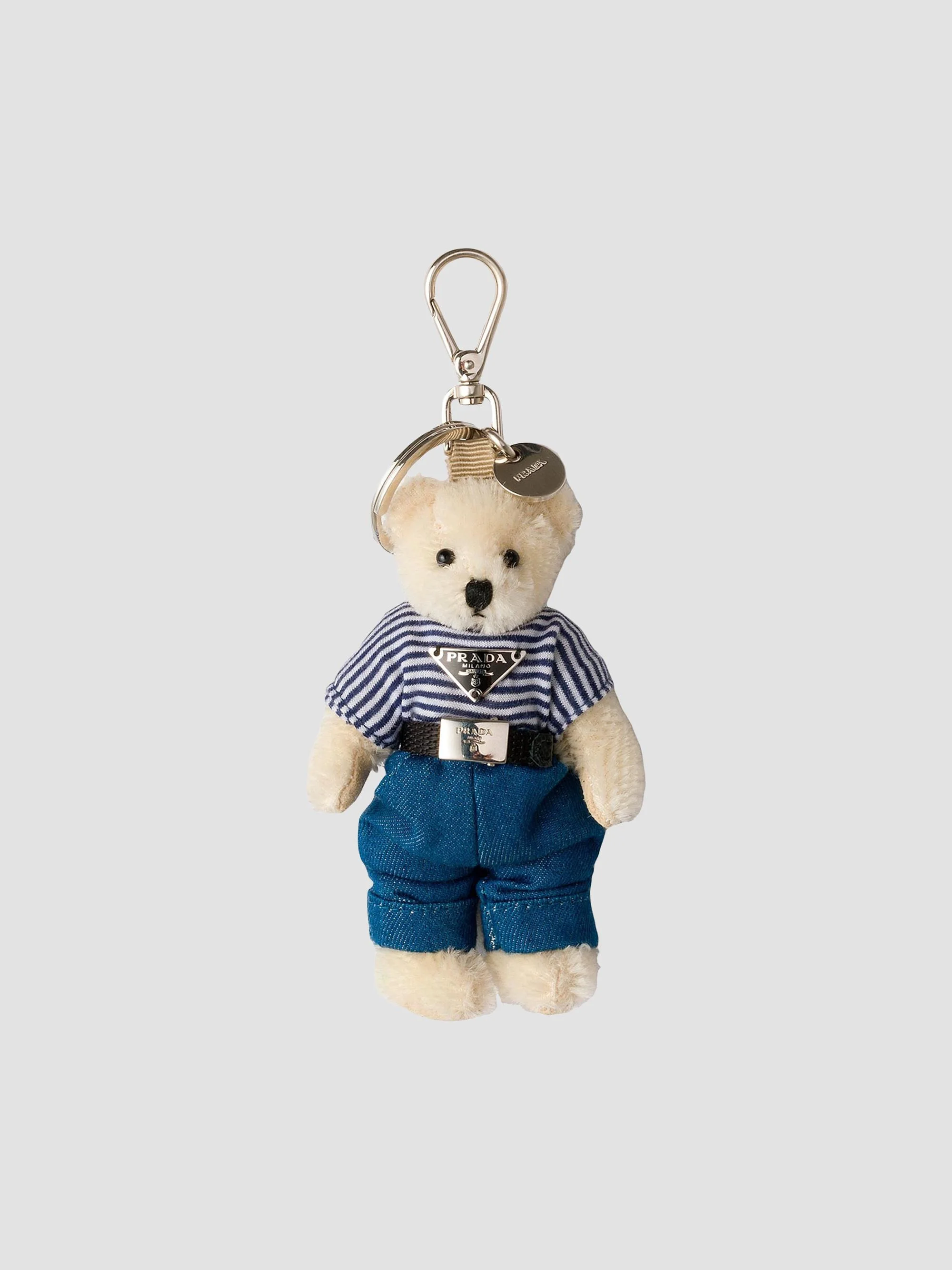 Women's Teddy Bag Charm with Metal Ring - White - 1