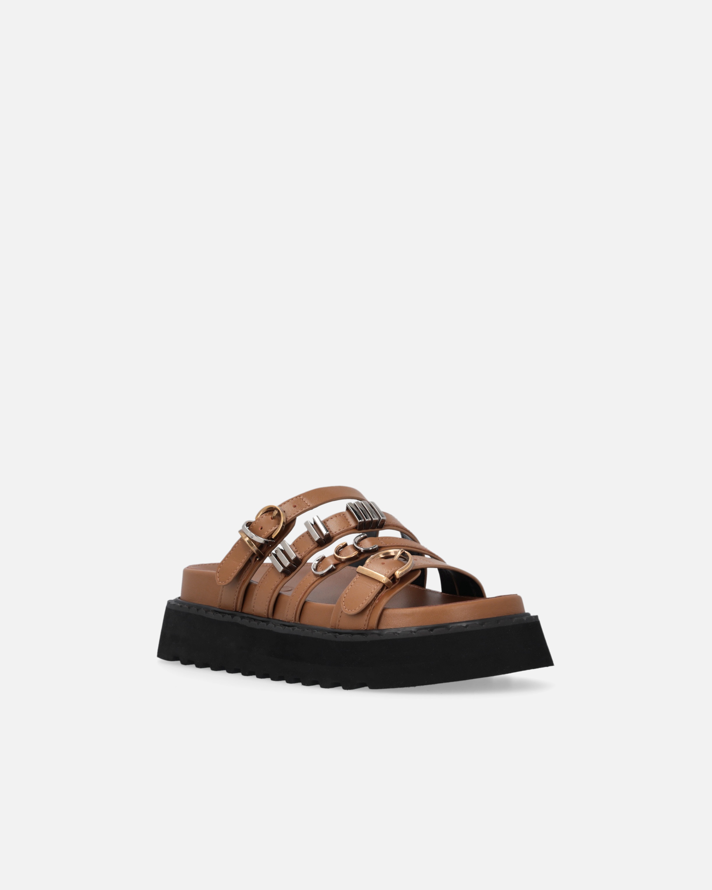 LEATHER SLIP-ONS WITH WEDGE AND STRAPS - 2