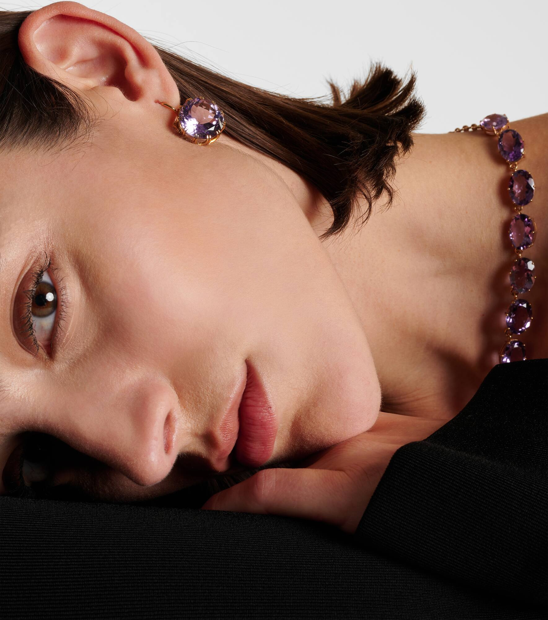 18kt gold earrings with amethysts - 2